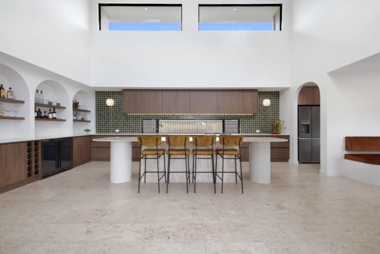 Modern kitchen with island and bar stools
