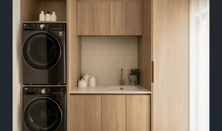 Modern laundry room with washer and sink